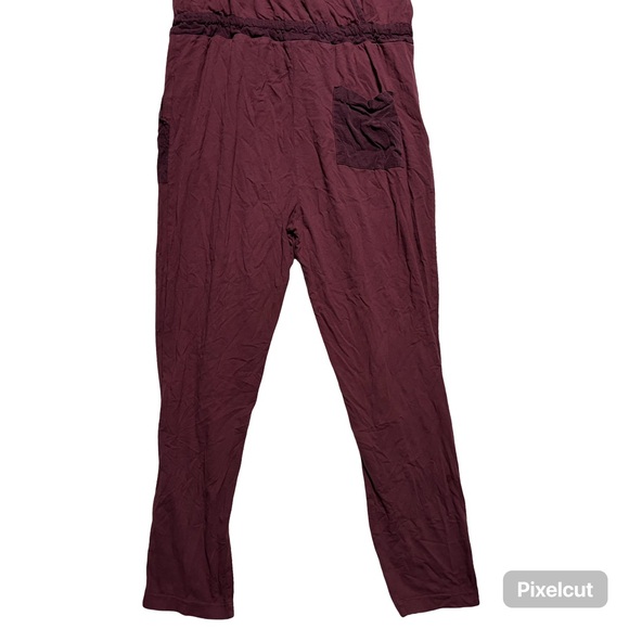 Anthropologie T.La Gemistus CrossBack Jumpsuit Romper Size S Burgundy Sleeveless - Picture 7 of 9